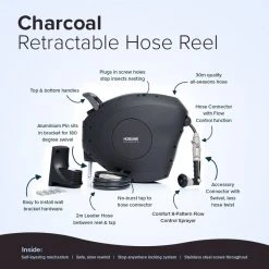 Hoselink Best Selling Gifts Hi-Flow 25m Retractable Hose Reel - Charcoal 13 Hoselink Best Selling Gifts Hi-Flow 25m Retractable Hose Reel - Charcoal