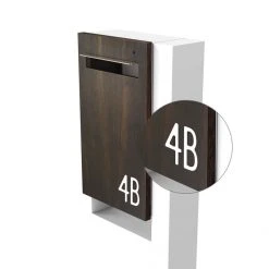 Javidesign Post Mount Letterbox - White (with Custom Numbers)