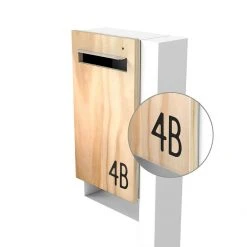 Javidesign Post Mount Letterbox - White (with Custom Numbers)