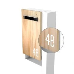 Javidesign Post Mount Letterbox - White (with Custom Numbers)