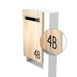 Javidesign Post Mount Letterbox - White (with Custom Numbers)