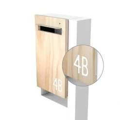 Javidesign Post Mount Letterbox - White (with Custom Numbers)