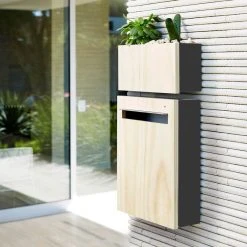 Javidesign Outdoor Living Wall Mount Letterbox + Planter - Charcoal
