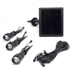 Hoselink Warm White Solar Garden Spotlights With 3 Adjustable Heads 1LED