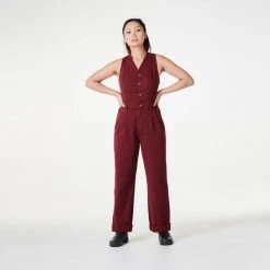 SUK Workwear Open Front Overalls - Oxblood