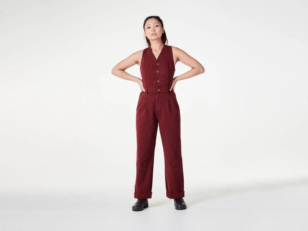 SUK Workwear Open Front Overalls - Oxblood 4 SUK Workwear Open Front Overalls - Oxblood