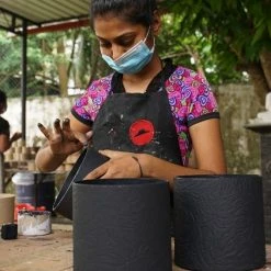 Tree Stripes Pty Ltd Pots & Hanging Baskets Cylinder Pot Monstera - Black 11 Tree Stripes Pty Ltd Pots & Hanging Baskets Cylinder Pot Monstera - Black