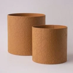 Tree Stripes Pty Ltd Pots & Hanging Baskets Cylinder Pot Diwali - Ochre 8 Tree Stripes Pty Ltd Pots & Hanging Baskets Cylinder Pot Diwali - Ochre