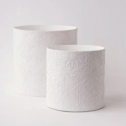 Tree Stripes Pty Ltd Pots & Hanging Baskets Cylinder Pot Diwali - White